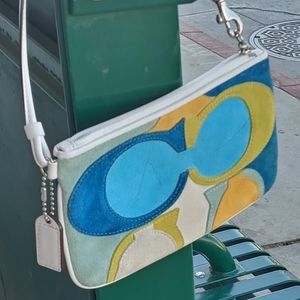 Coach multi colored suede wristlet